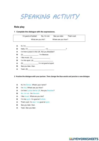 Speaking activity: introductions