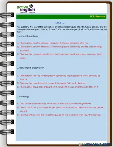 TKT Practice Task 16