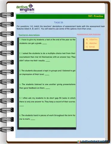 TKT Practice Task 18