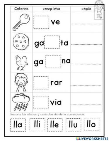 Silabas lla, lle, lli,llo,llu