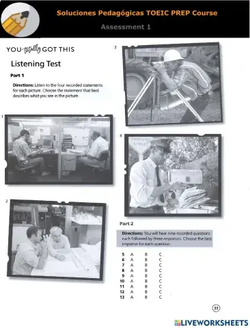 Soluciones Pedagógicas TOEIC Prep Quiz 1