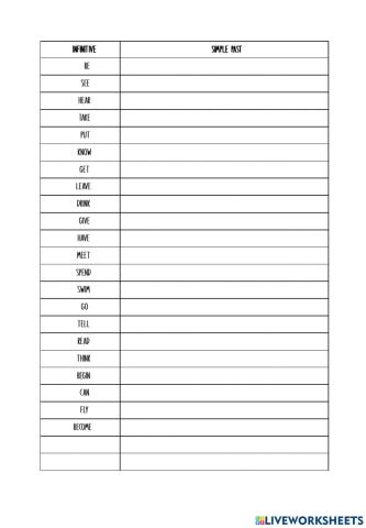 Irregular verbs