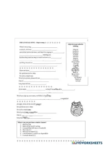 The logical Song- Adjectives of personality-