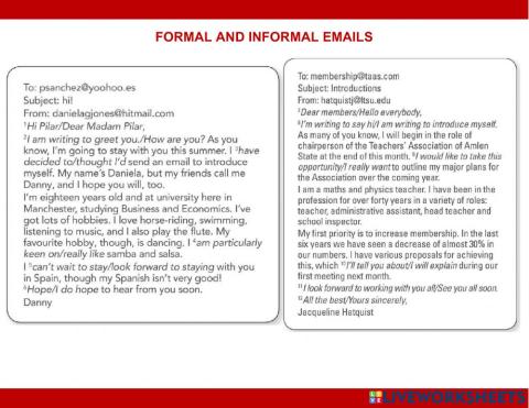 Formal and informal emails