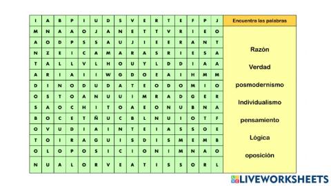 Posmodernismo - sopa de letras