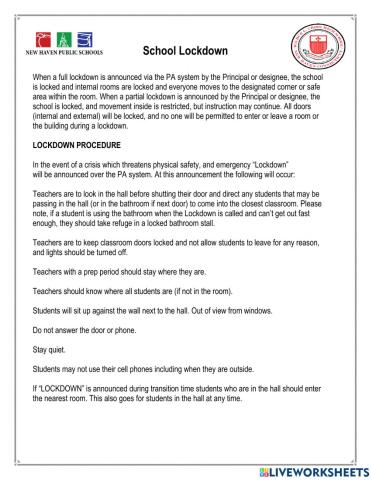 WCHS School Lockdown