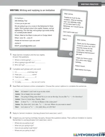Class activity - writing replying invitation