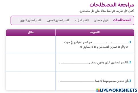 مراجعة المصطلحات