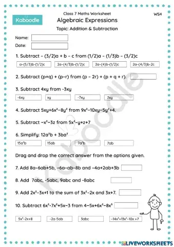 Algebraic Expressions (Addition & Subtraction)