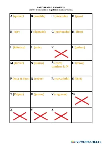 Pasapalabra sinónimos