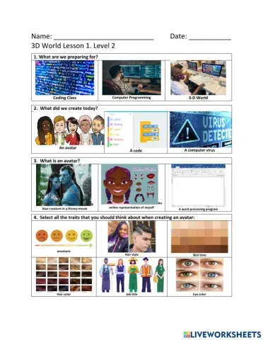 3d world avatar level 2 quiz