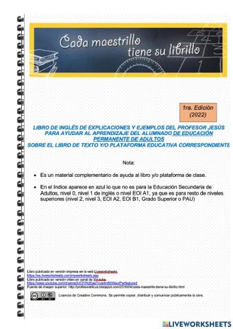 Portada del libro para aprender inglés nivel esa, grado superior, prueba de acceso a la universidad, nivel a1, a2 y b1