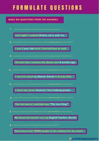 Wh Questions in Past Simple Tense