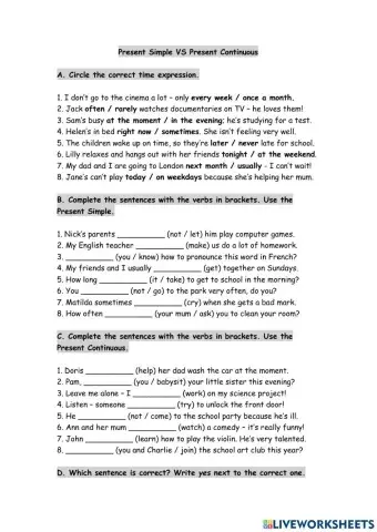 Present Simple VS Present Continuous