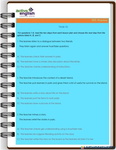 TKT Practice Task 21