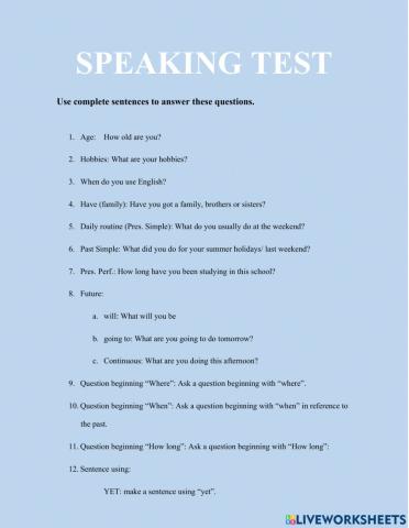Speaking Test
