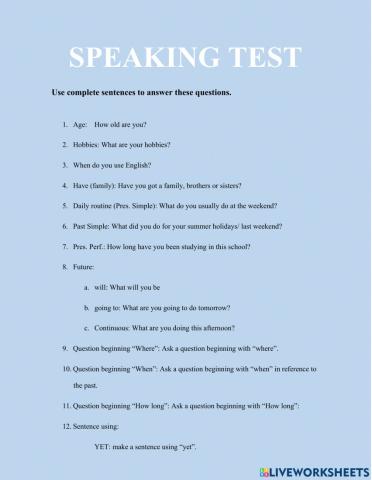Speaking Test