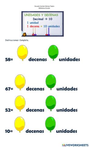 Identificar unidad y decena