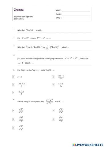 Eksponen dan Logaritma