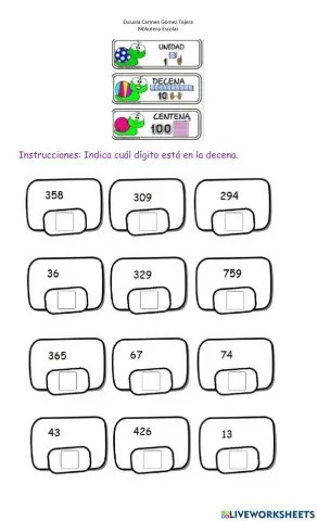 Identificar la decena