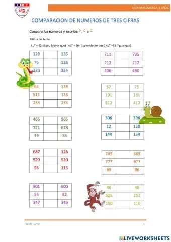 Comparacion de numeros