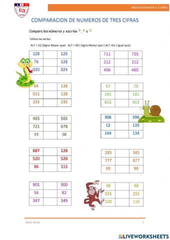 Comparacion de numeros