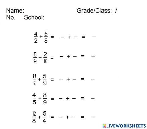 Fraction Worksheet