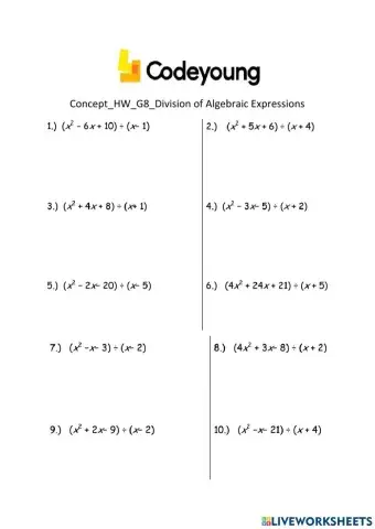 Concept-HW-G8-Division of Algebraic Expressions