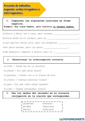 Presente de indicativo - verbos irregulares