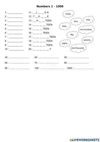 Numbers 1-1000