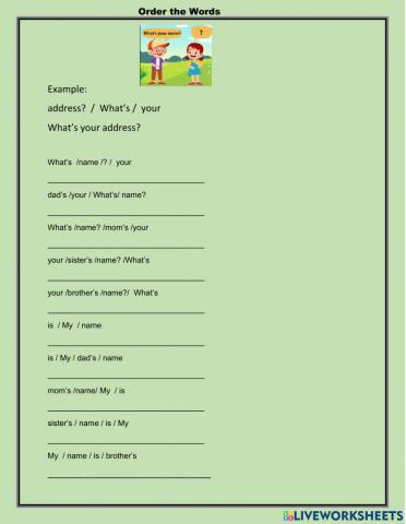 What's your name order words