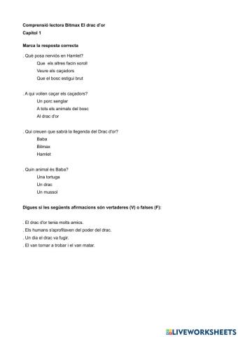 Comprensió lectora Bitmax El drac d’or Cap1