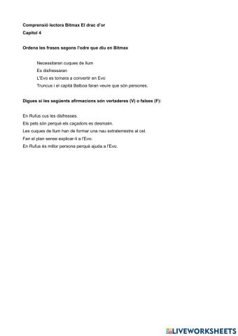 Comprensió lectora Bitmax El drac d’or Cap4