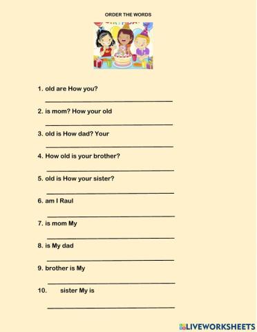 How old are you odrder the words