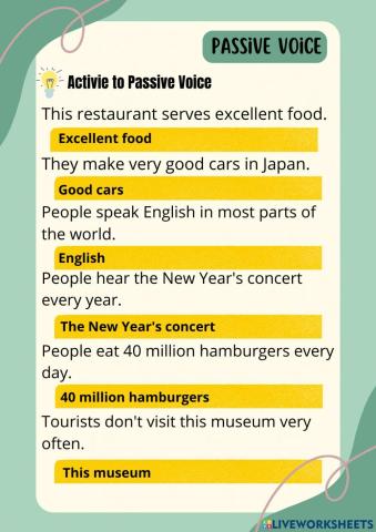 Active to Passive Voice