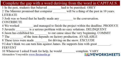 Education in the Past word building