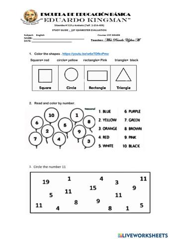 Study guide FIRST GRADE