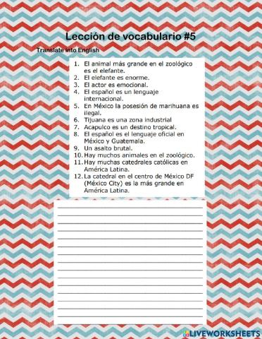 Leccion de vocabulario 5