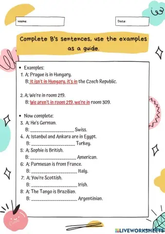 Negative form of the verb 'be'