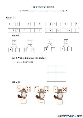 Bài tập cuối tuần lớp 1 tuan 2