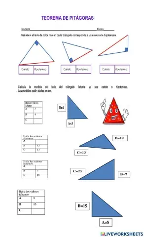 Taller Teorema de Pitágoras
