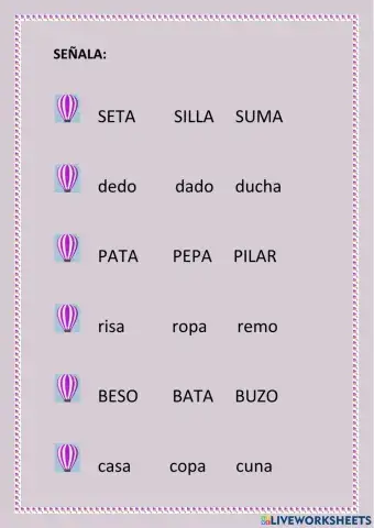 Palabras con dos sílabas