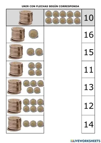 Unidad y decena con monedas de -1 Peso Argentino