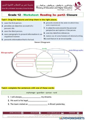 Grade 12-Reading 3a- part2- Worksheet-liveworksheet