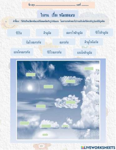ใบงานชนิดของเมฆ