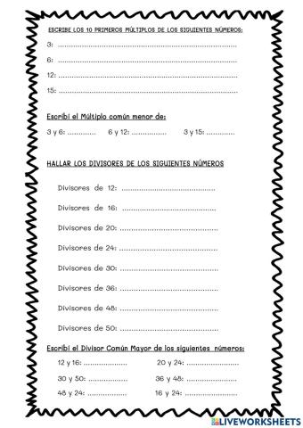 MULTIPLOS Y DIVISORES