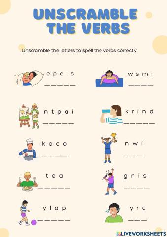 Unscramble the verbs