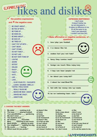 Likes and dislikes