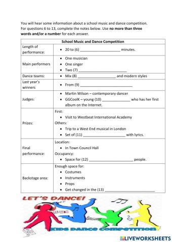 School and Dance Competition