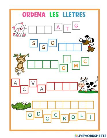 Ordenar lletres d'animals